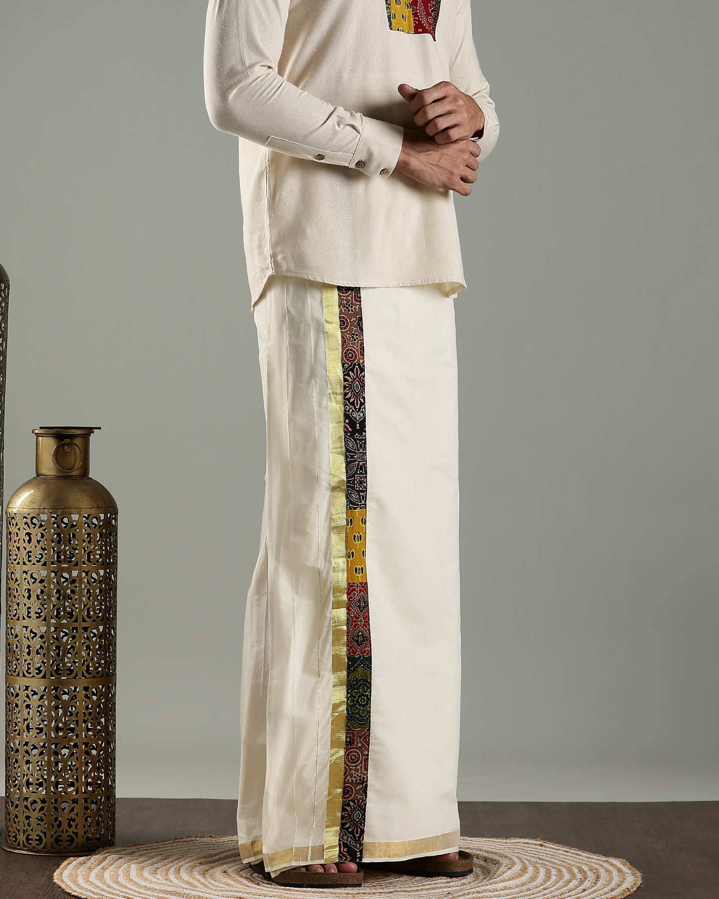 Short kurtha with patchworked yoke AND Patch worked dothi Combo