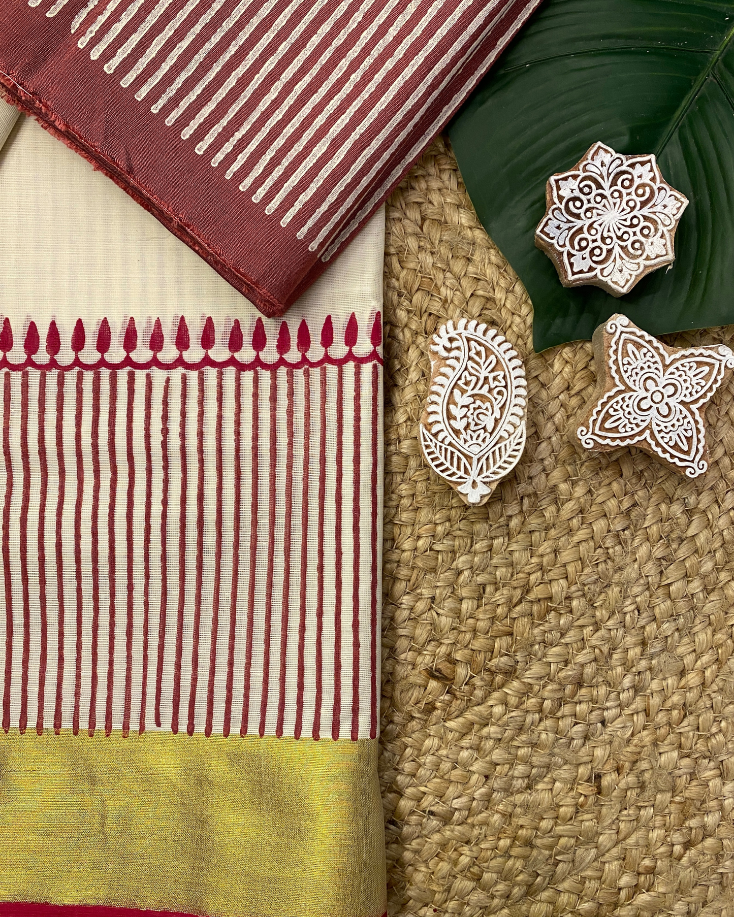 CHUVADU-Block printed set saree