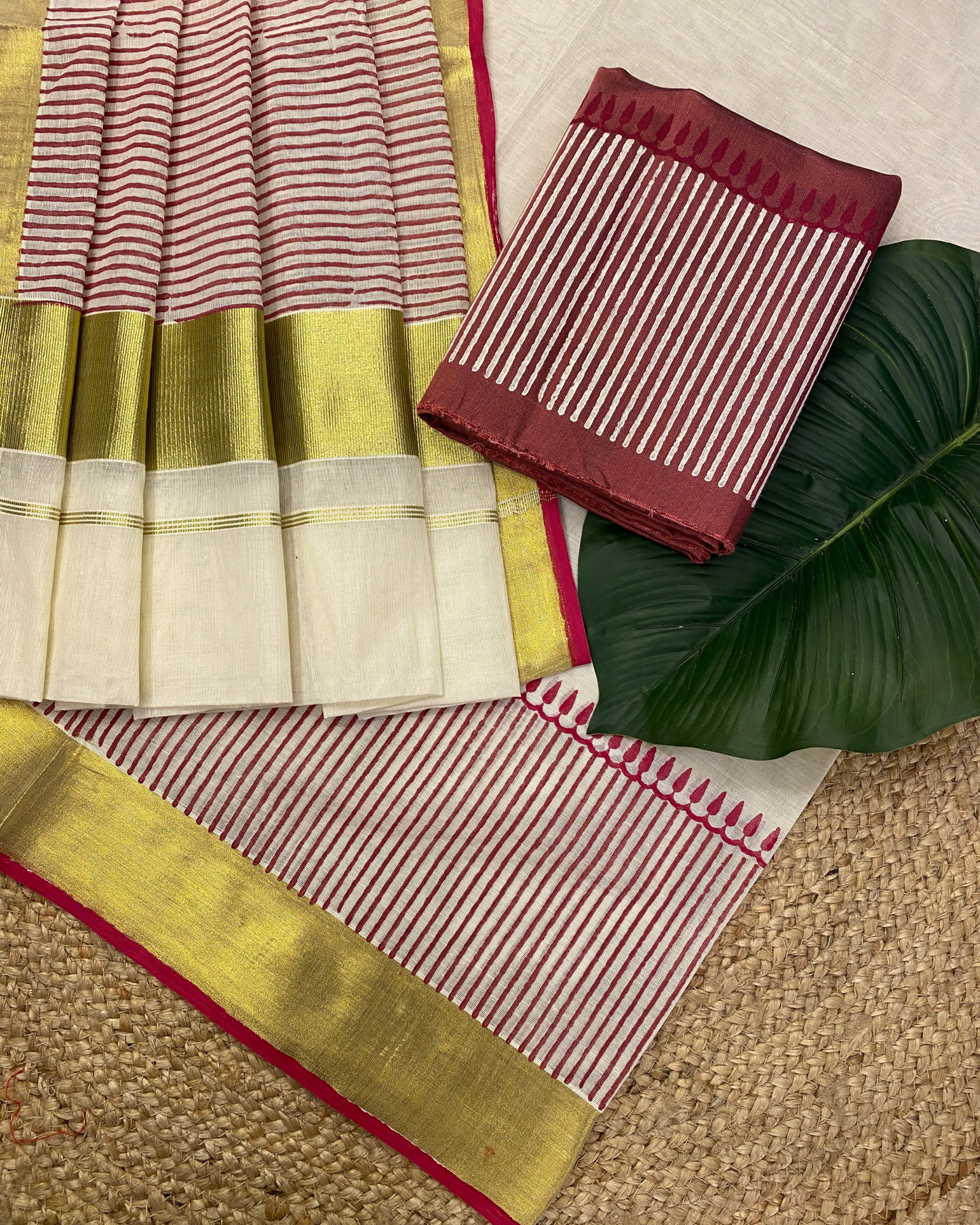 CHUVADU-Block printed set saree