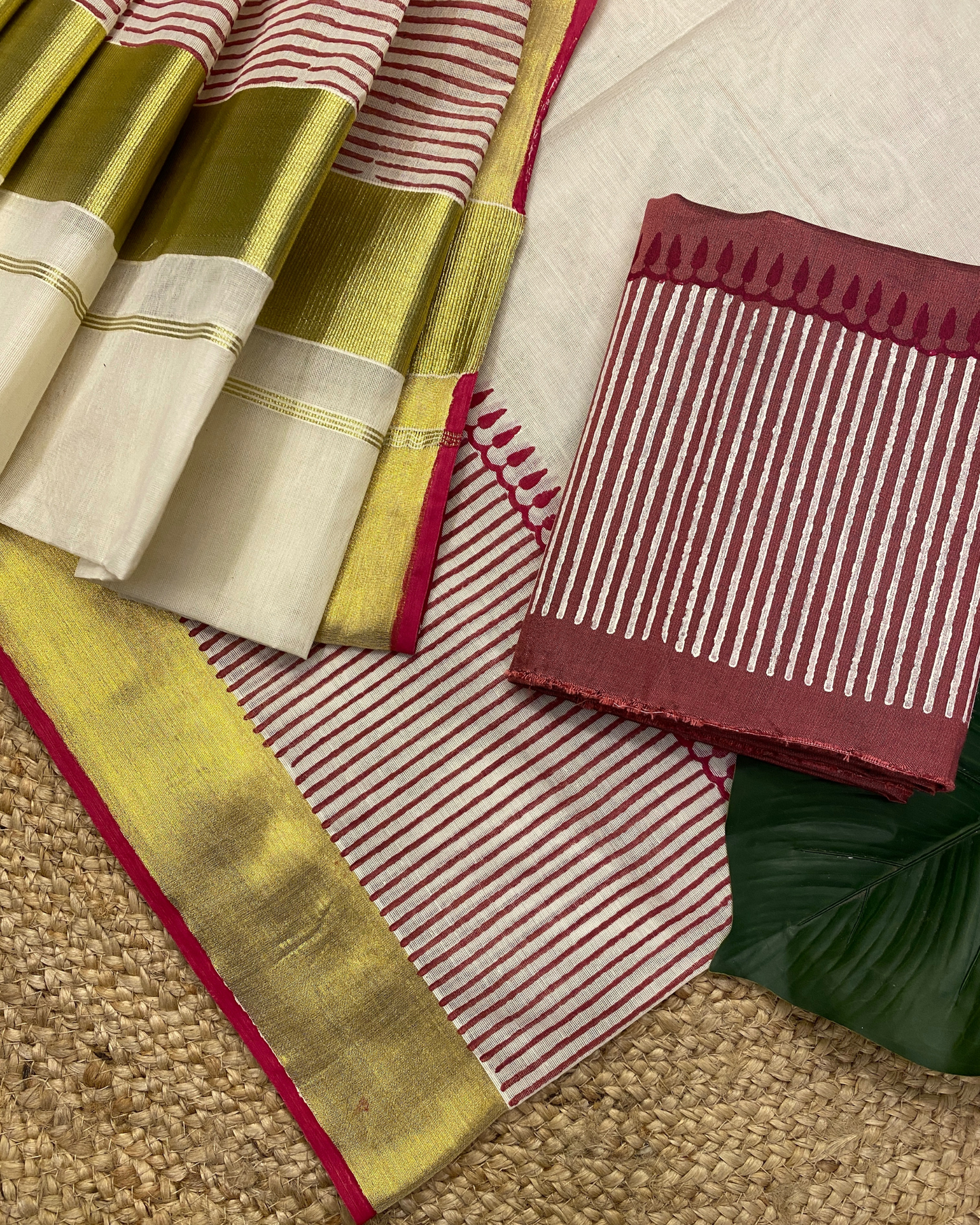 CHUVADU-Block printed set saree