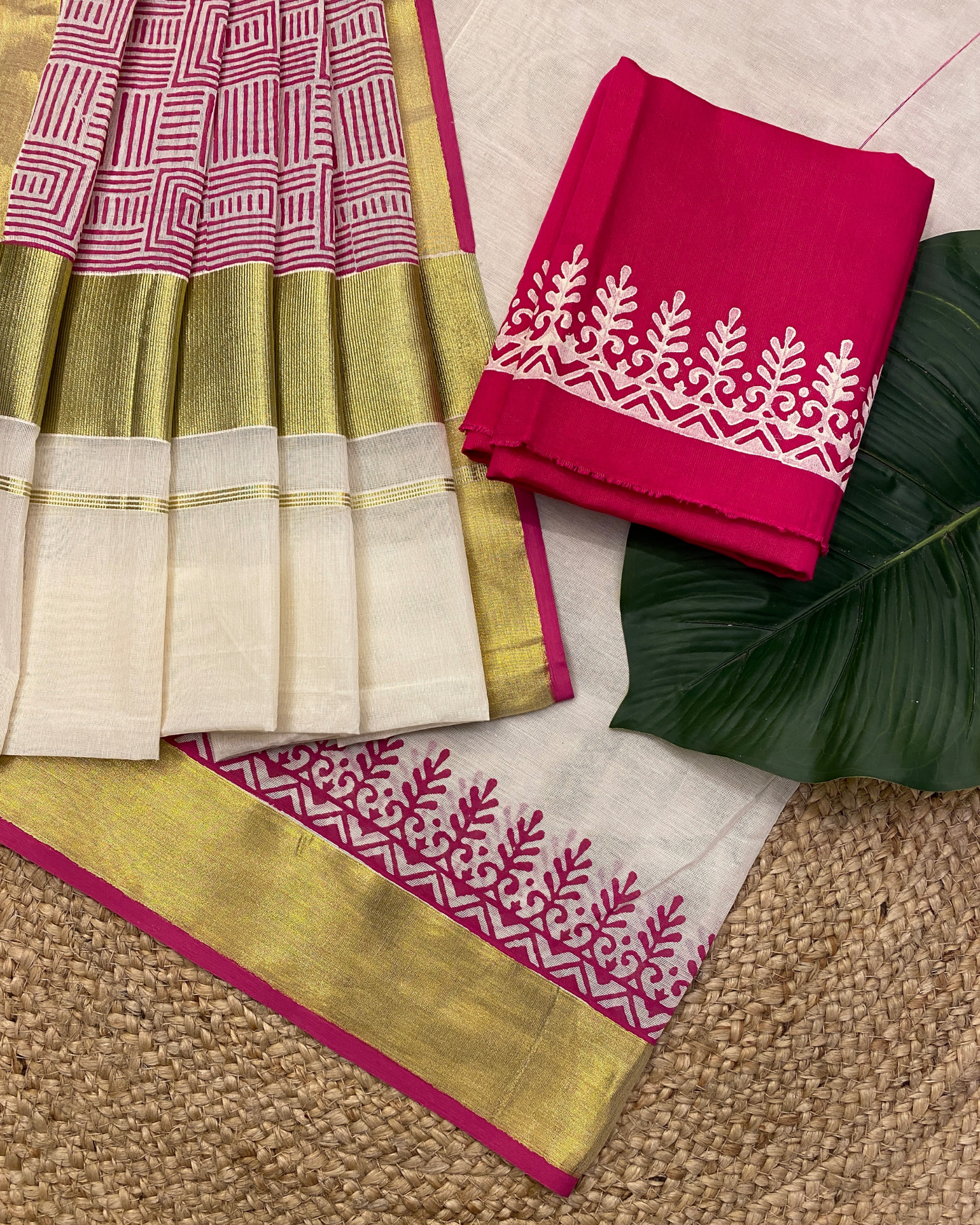 SHOBHIKA- Blockprinted set saree