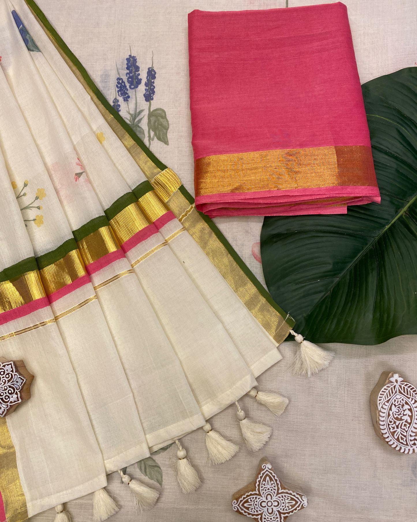POOVILI- printed set saree