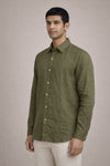 Olive Green-Pure linen Shirt