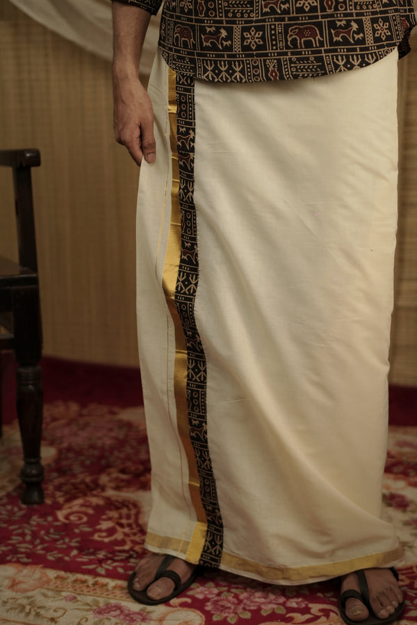 GAJAM - ShortKurtha & Dhothi (black)