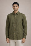 Olive Green-Pure linen Shirt