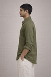 Olive Green-Pure linen Shirt