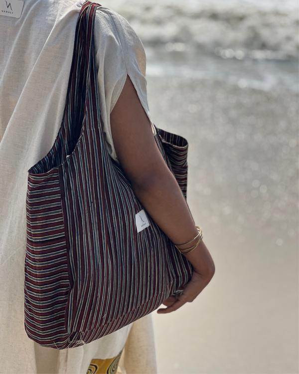 COTTON BLOCK PRINTED FABRIC BAG