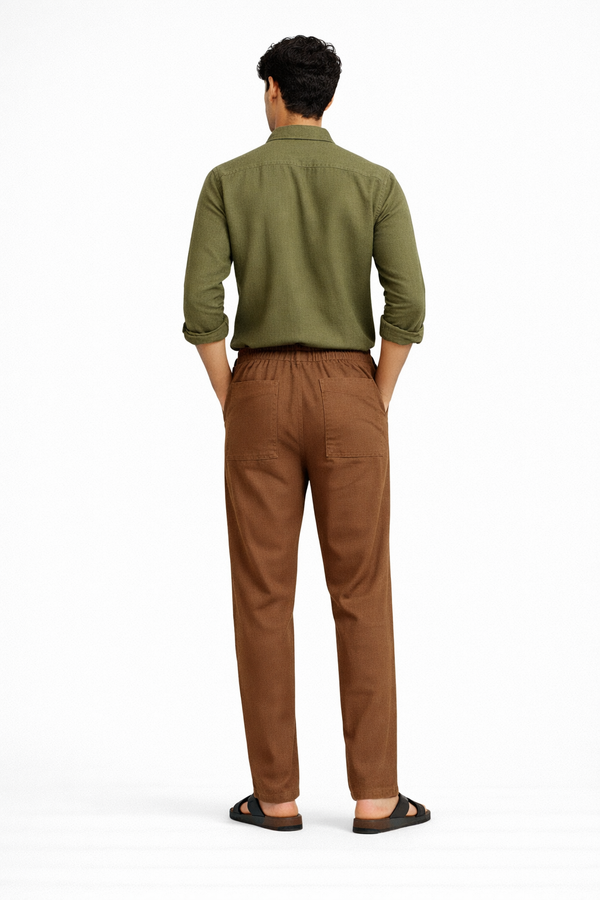 Brown Cotton Linen Pants