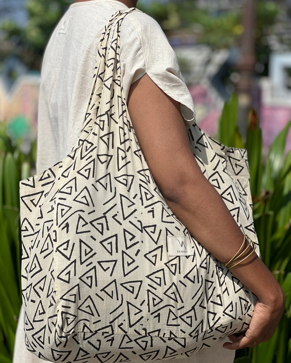 COTTON BLOCK PRINTED FABRIC BAG