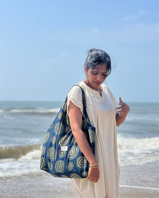 COTTON BLOCK PRITED FABRIC BAG