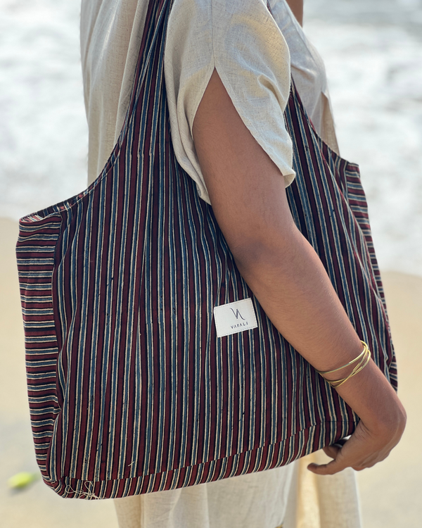 COTTON BLOCK PRINTED FABRIC BAG