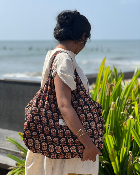 COTTON BLOCK PRINTED FABRIC BAG