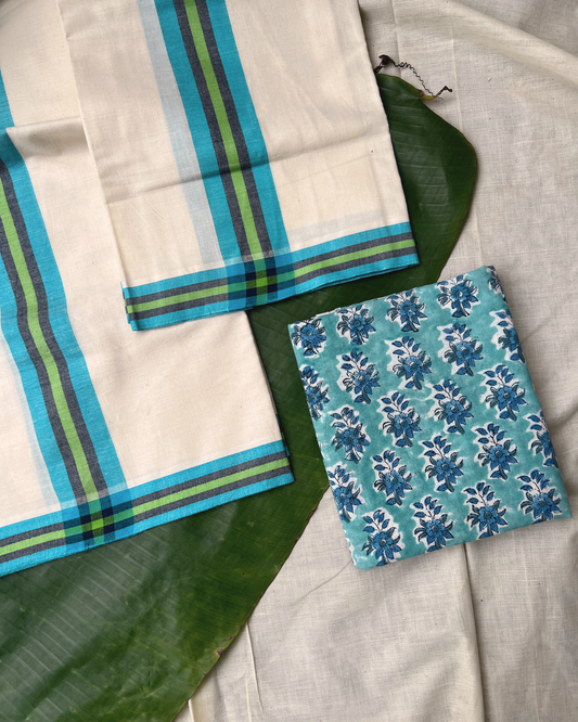 MULLOTH SETMUNDU WITH SANGANERI PRINTED BLOUSE