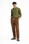 Brown Cotton Linen Pants
