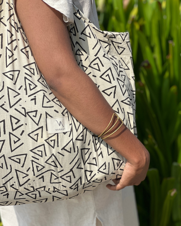 COTTON BLOCK PRINTED FABRIC BAG