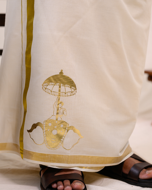 Nettipattam Foil Printed Dhoti