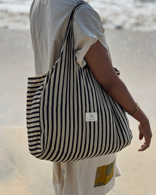 COTTON BLOCK PRINTED FABRIC BAG
