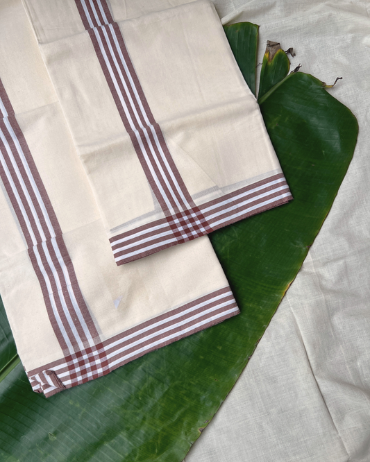 MULLOTH SETMUNDU WITH AJRAKH PRINTED BLOUSE