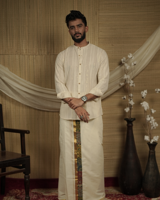 REGHA - Shirt and Patchworked Dhothi combo
