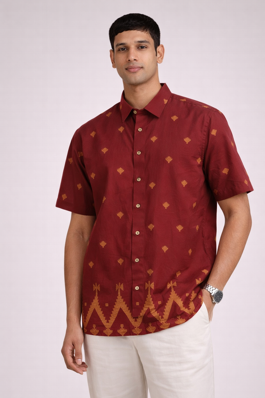 JAMDANI RED SHIRT