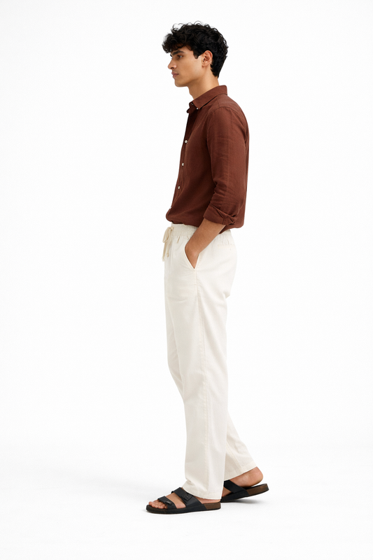 White Cotton Linen Pants