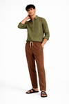 Brown Cotton Linen Pants