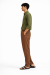 Brown Cotton Linen Pants