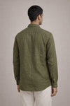 Olive Green-Pure linen Shirt