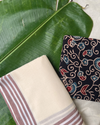 MULLOTH SETMUNDU WITH AJRAKH PRINTED BLOUSE