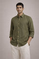 Olive Green-Pure linen Shirt