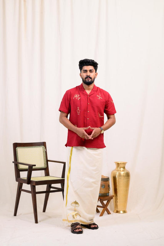 Nettipattam Foil Printed Dhoti