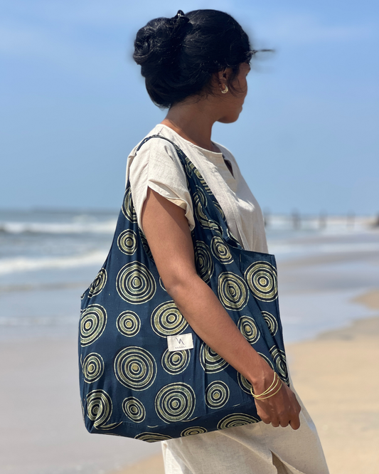 COTTON BLOCK PRITED FABRIC BAG