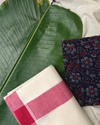 MULLOTH SETMUNDU WITH AJRAKH PRINTED BLOUSE PIECE