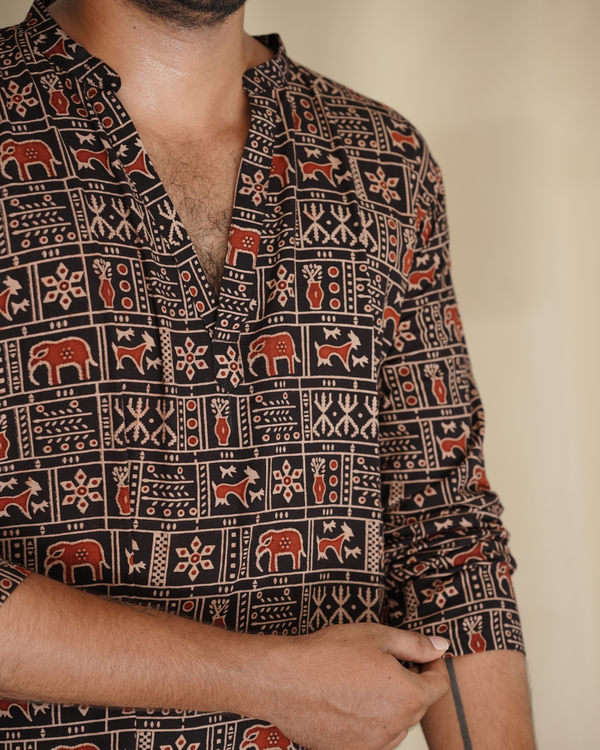 GAJAM - ShortKurtha & Dhothi (black)