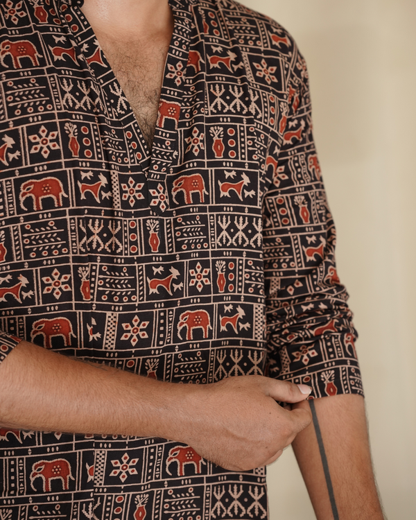 GAJAM - Short Kurtha Black