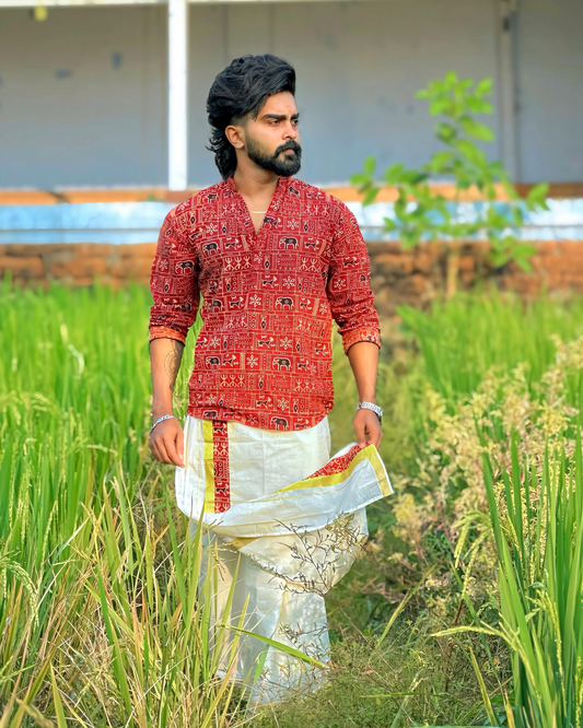 Gajam – Strength, Elegance, and Heritage (Short Kurta and Dhothi)