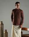 Brown linen full sleeve shirt