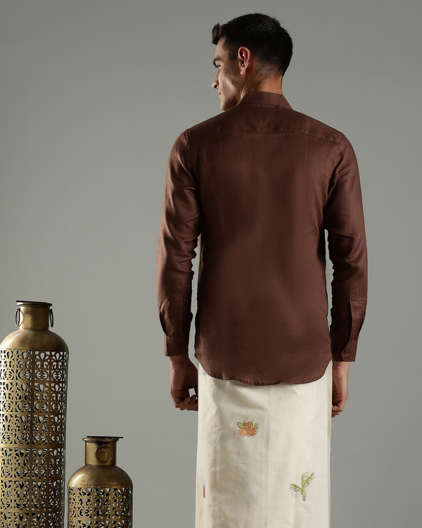 Brown linen full sleeve shirt