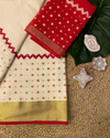 POLKA PATTU-Handblock printed set saree