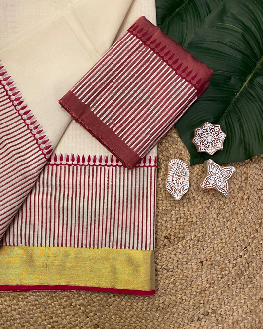 CHUVADU-Block printed set saree