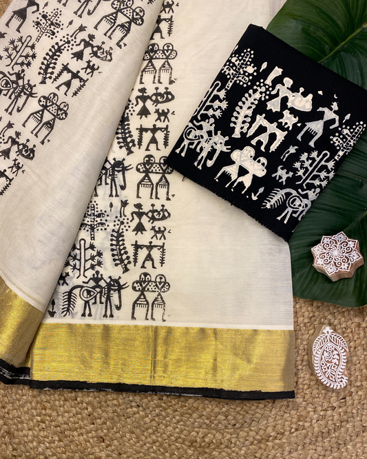 VANA CHITHRA-Block printed set saree
