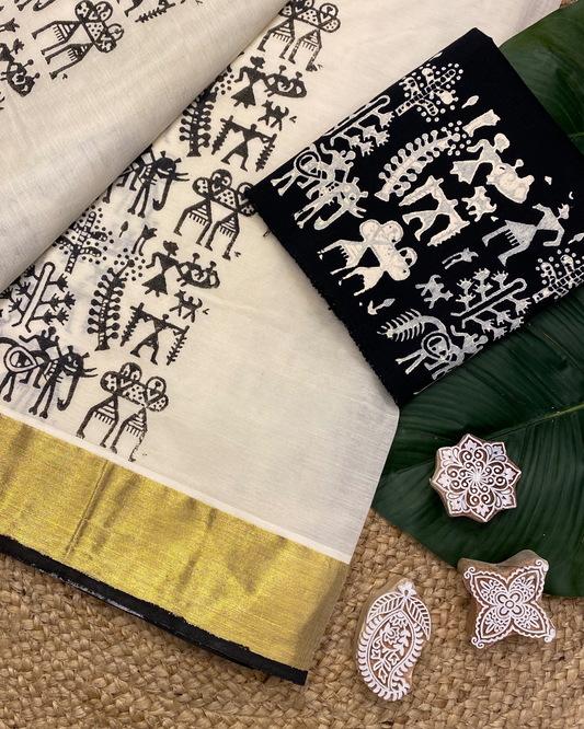 VANA CHITHRA-Block printed set saree