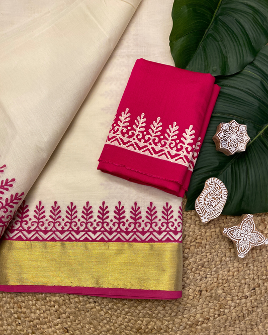 SHOBHIKA- Blockprinted set saree