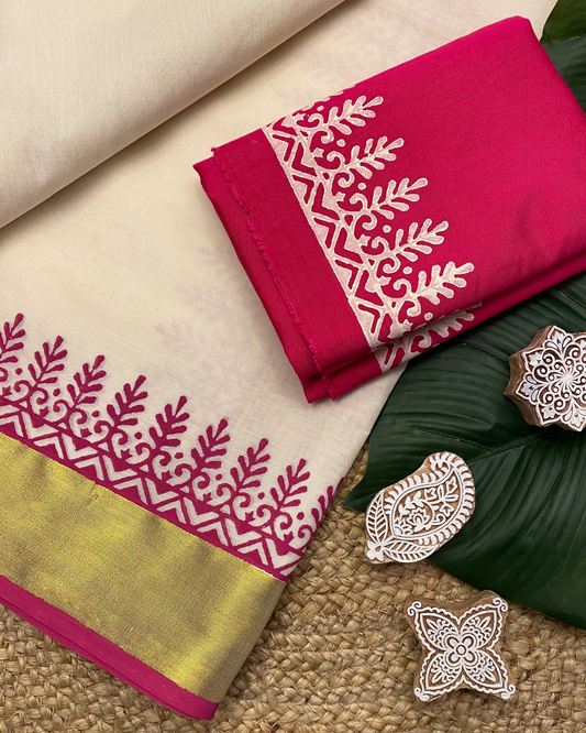 SHOBHIKA- Blockprinted set saree