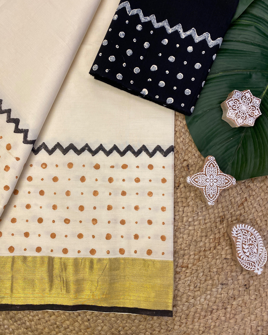 NEELIMA - Block printed set saree