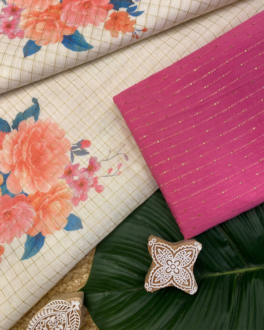 NEELAAMBARI- Floralprinted set saree