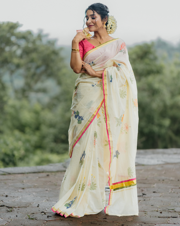 POOVILI- printed set saree