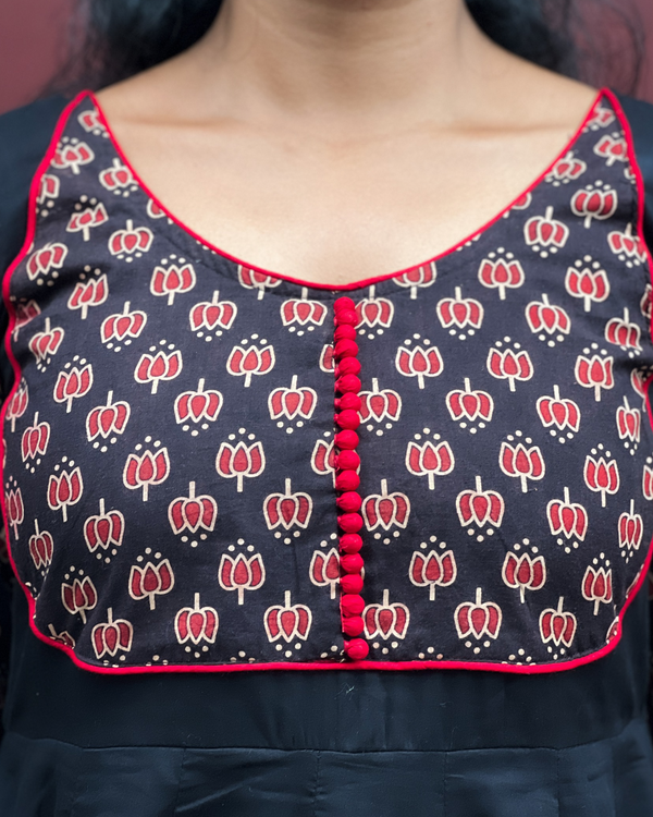 PATHMAM- Black base yokecut panel anarkali