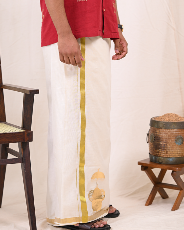 Aanachamayam Foil Printed Dhoti