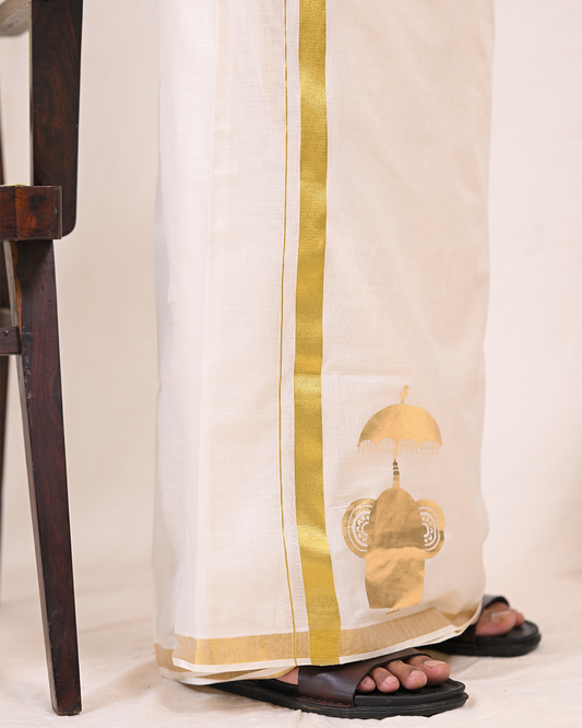 Aanachamayam Foil Printed Dhoti